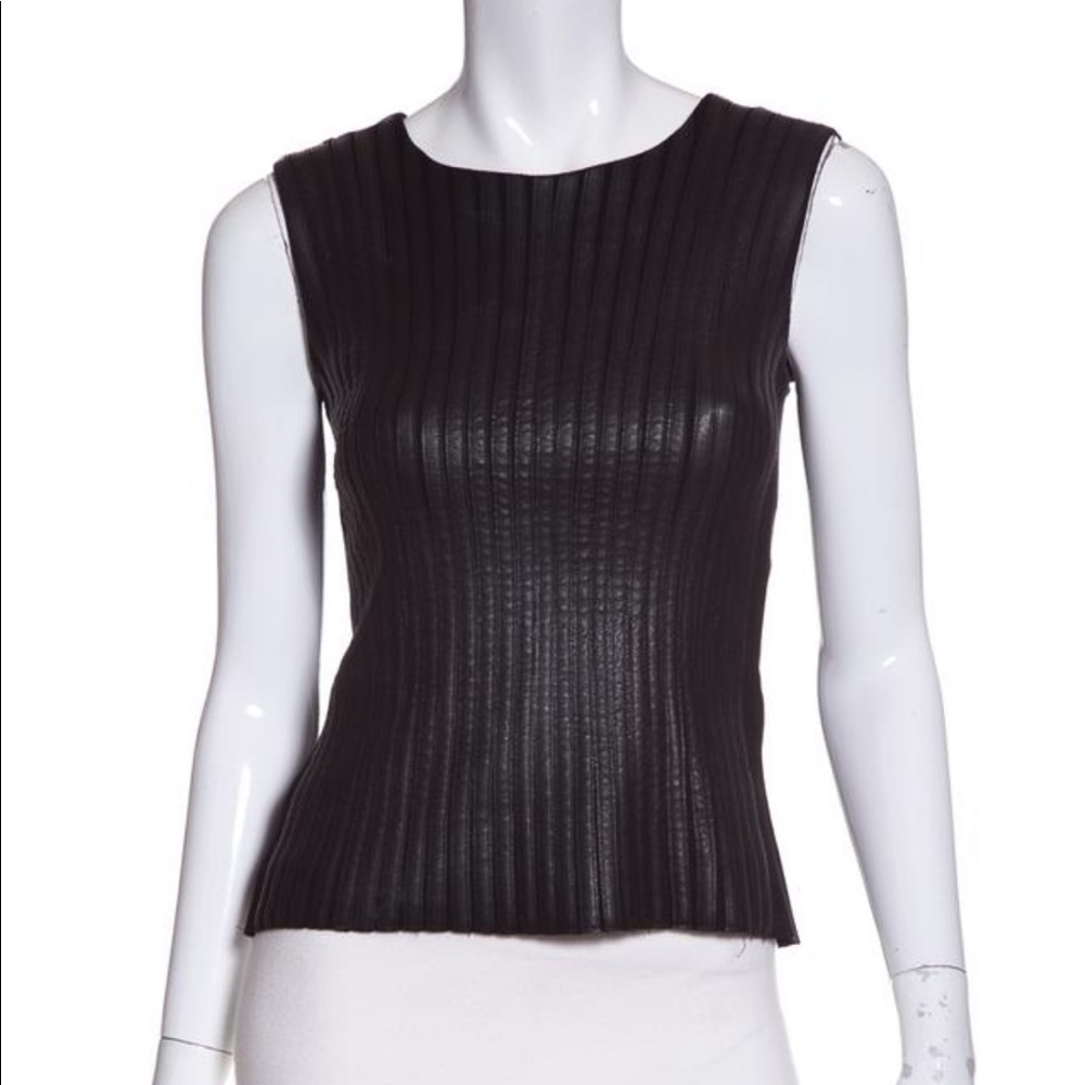 Bailey 44 Black Faux Leather Top